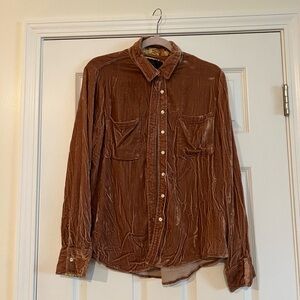 Crushed Pink Velvet button up top.